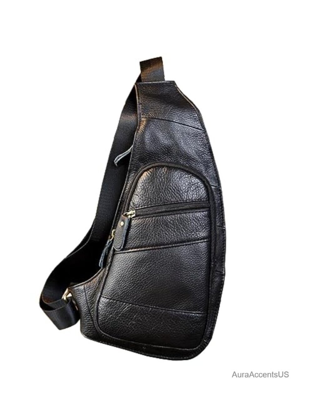 Genuine Leather Sling Bag Crossbody Chest Daypack Adjustable Strap Travel